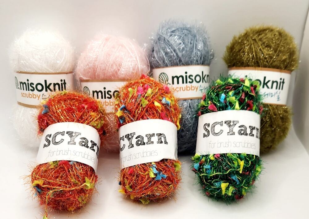 7 Skeins Scrubby Yarn Lot Misoknit SCYarn Polyester Sparkle Crochet NEW